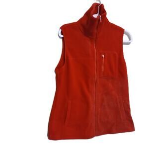 Chaps Sport Fleece Vest/ Womens Med/Red /Mock Neck/ 3 Pockets/Full Zip/Sporty
